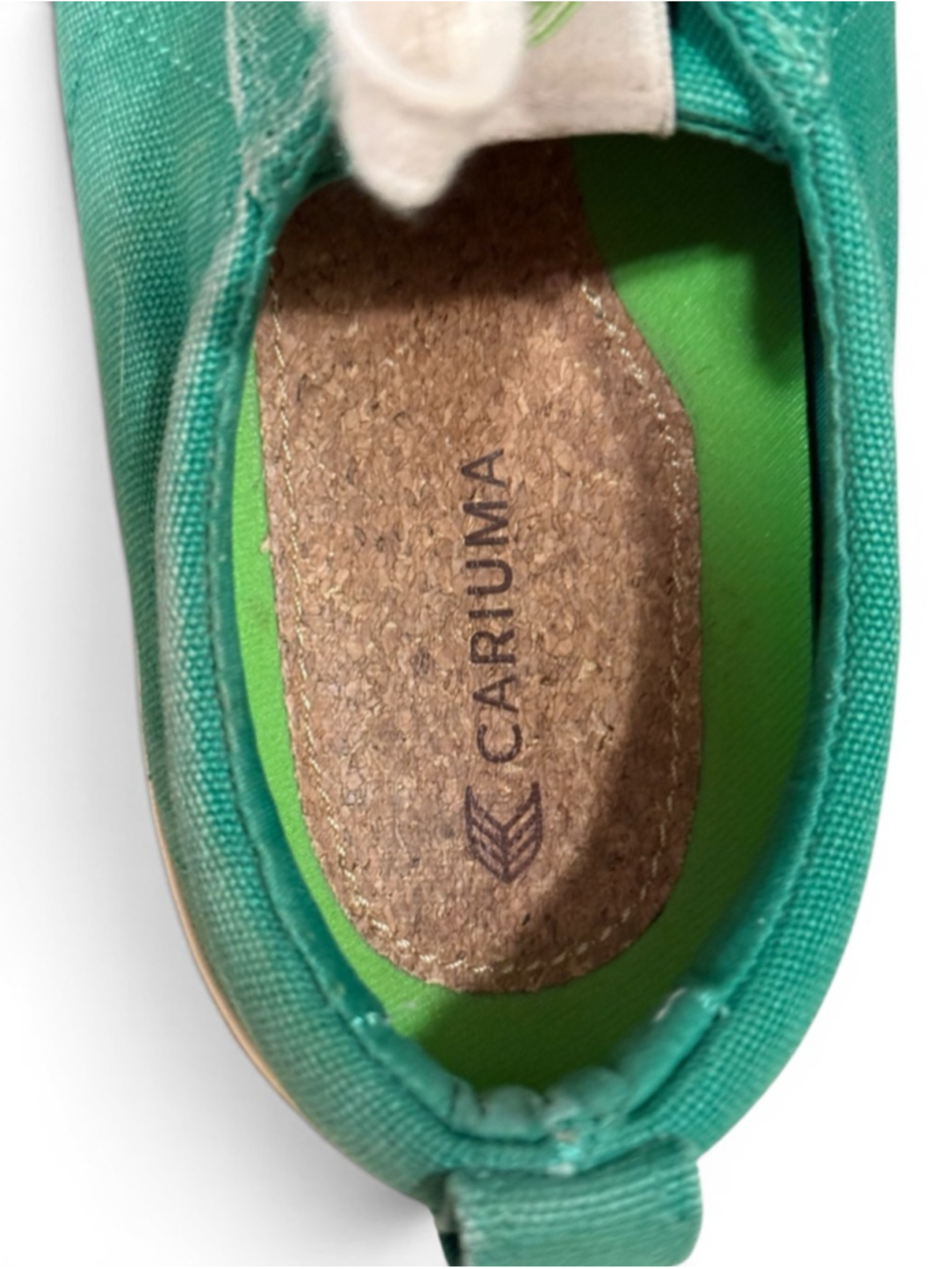 Cariuma OCA Low Spring Green Canvas Cork Heel Sneakers W 8.5/M7 Organic Cotton - Picture 2 of 10